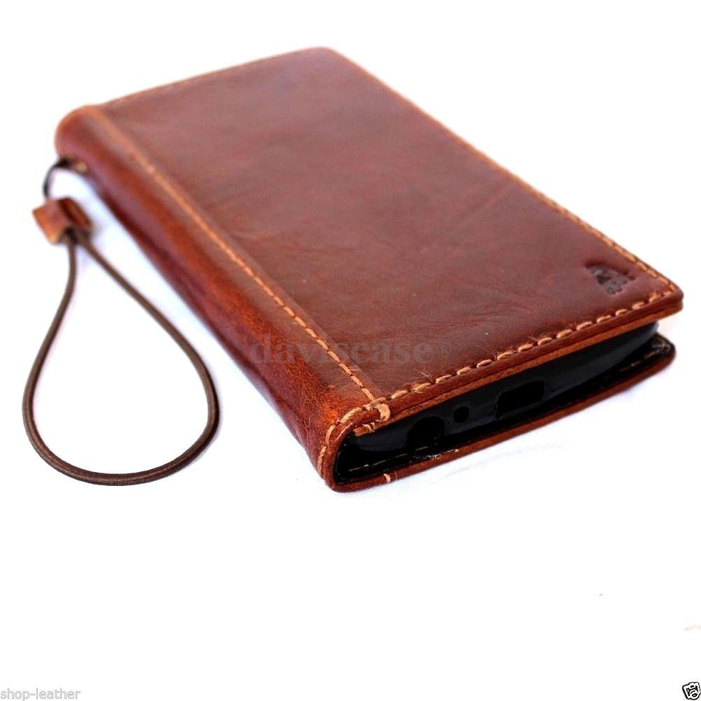 Light brown genuine Italian vintage leather phone case for LG G3, handmade slim wallet cover with book-style design.