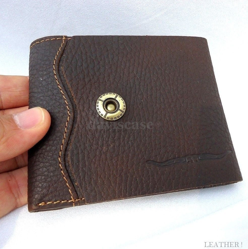 Men's genuine full leather wallet with billfold design and money clip, handmade men's wallet with coin and ID slots.