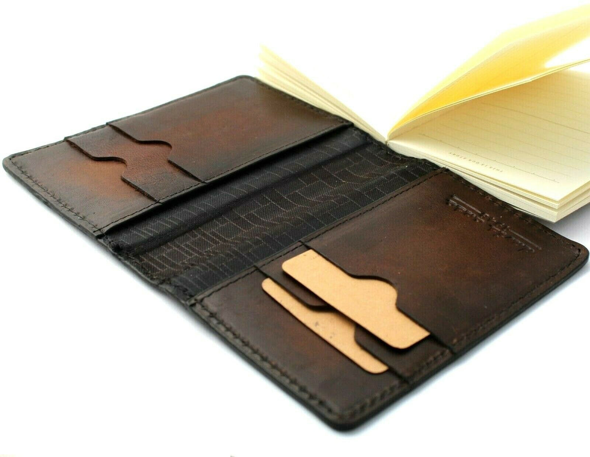 Galaxy leather wallet case for Bible with custom goat and lamb cover, ID card slots, designed by DavisCase with retro luxury style.