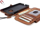 Echtleder-Hülle für iPhone 7 Plus, Buch-Brieftaschen-Cover, Kartenfächer, schlankes, herausnehmbares Vintage-Davis-Case in Braun