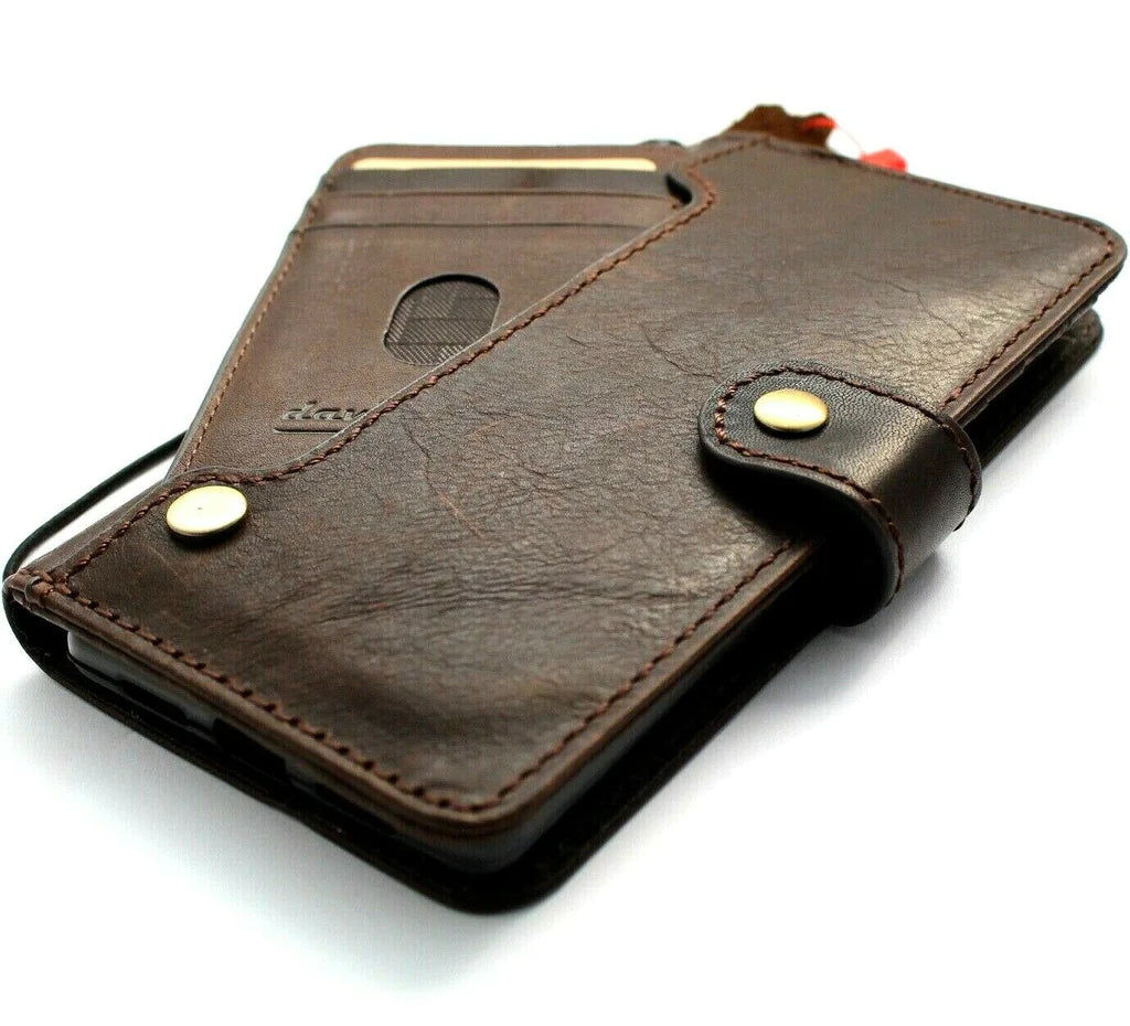 Genuine leather Google Pixel 7 Pro case by DAVISCASE, luxury handmade book wallet with card slots and precise cutouts.