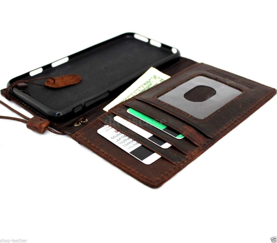 Handmade vintage brown leather phone case for Samsung Galaxy Note 3, slim wallet-style cover with a classic design.