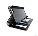 genuine real leather case for iphone 5 cover book wallet stand holder crard ID black 5s