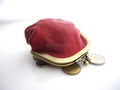 Red wine genuine soft leather women's mini coin purse with wallet case, compact and stylish for ladies.