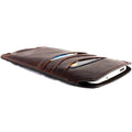 Handmade brown genuine Italian leather iPhone 8 Plus case with credit card slots and slim design for Apple phones.