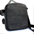 Mens genuine leather shoulder satchel bag with adjustable strap, ideal for messenger, school, or everyday use.