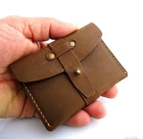 Genuine real Leather man mini wallet Money id credit cards holder Compact pocket ta