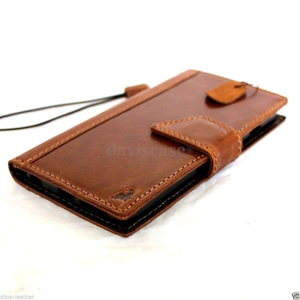 Handmade genuine leather iPhone 6 Plus case with wallet band, credit card slots, ID window, magnetic closure, slim and stylish.