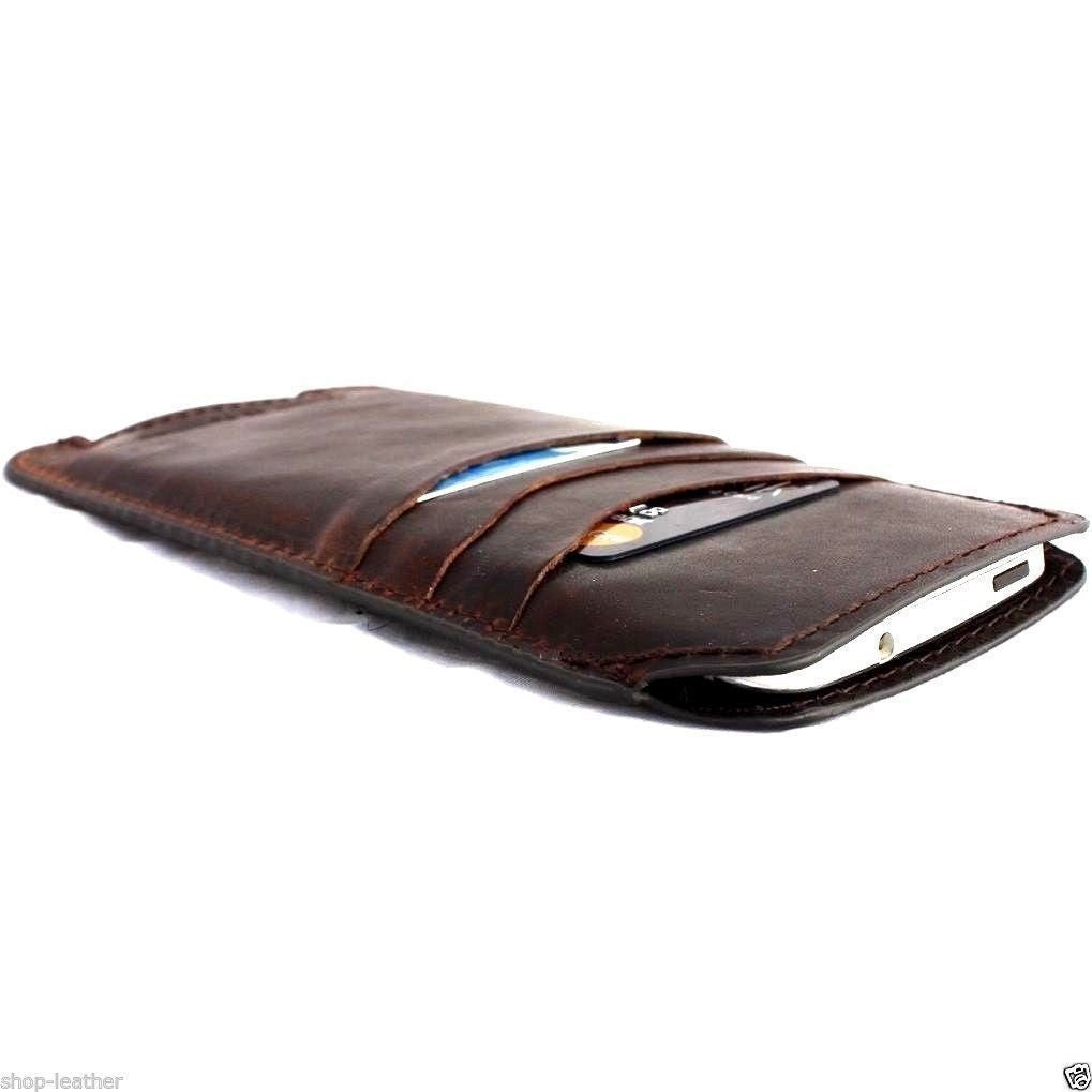Handmade genuine leather iPhone 8 Plus case with wallet and credit card slots, slim design, by Davis Case, featuring Bible book style.