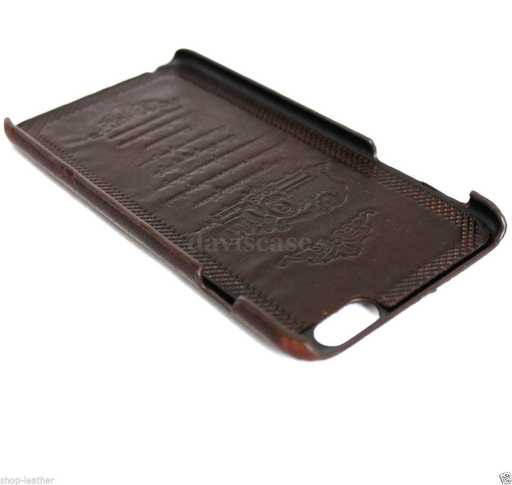 Genuine Italy oiled leather handmade iPhone 6 Plus case with wallet design, credit card slots, luxury vendor-unknown brand.