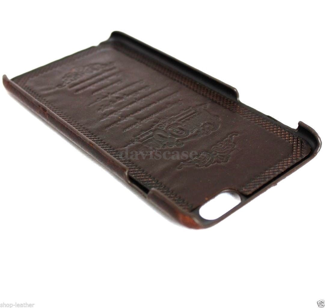 Genuine Italy oiled leather handmade iPhone 6 Plus case with wallet design, credit card slots, luxury vendor-unknown brand.