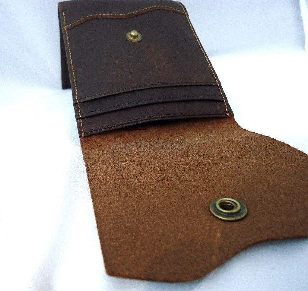 Men's genuine leather wallet with billfold design and money clip, handmade men's leather wallet with coin pocket and ID slot.