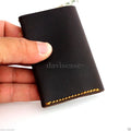 Men's brown leather credit card case by DAVISCASE with 2 card slots, 2 slip pockets, and a bill compartment.