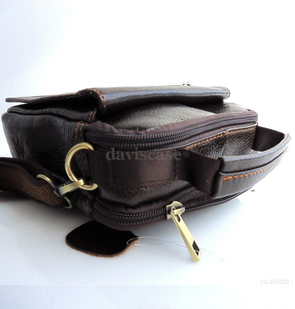 Genuine full leather shoulder strap for DAVISCASE small messenger crossbody bag, men's and women's tote accessory.