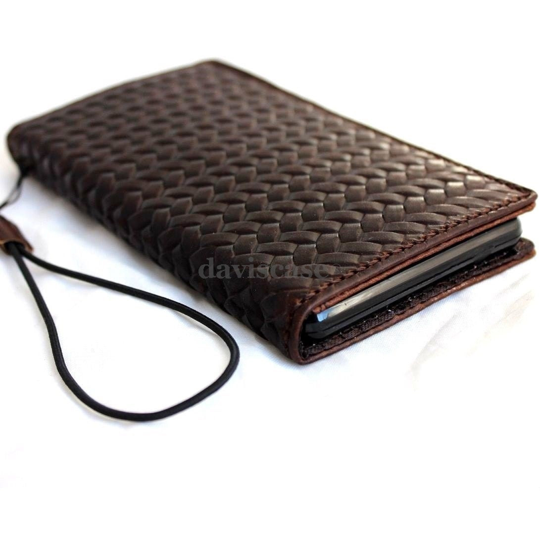 Vintage brown leather phone case for Galaxy Note 4 with card slots and wallet-style design, handcrafted by DavisCase.