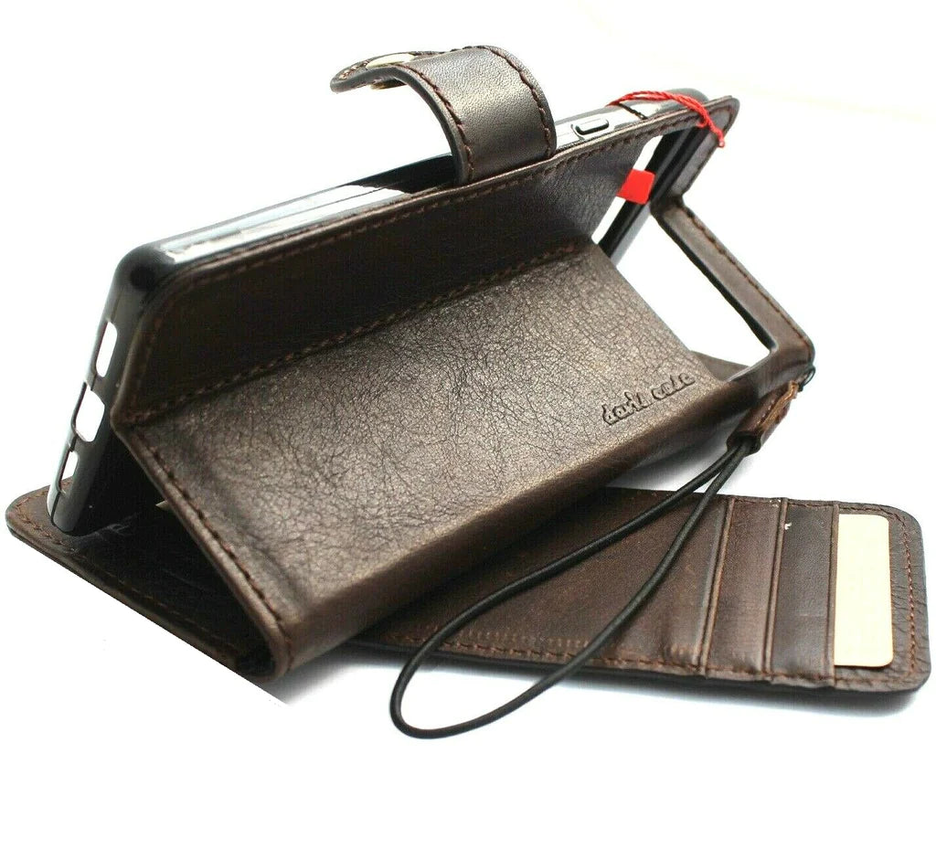 Genuine leather Google Pixel 7 Pro case by DAVISCASE, luxury handmade wallet-style phone cover with card slots.