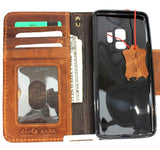 Echte Vintage-Lederhülle für Samsung Galaxy S9 Plus, Buch-Brieftasche, Magnetverschluss, Kartenfächer, brauner Riemen, Daviscase