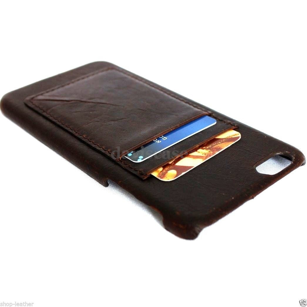Handmade genuine Italian oiled leather iPhone 6 Plus case with wallet-style cover and credit card slots, luxury design by DavisCase.