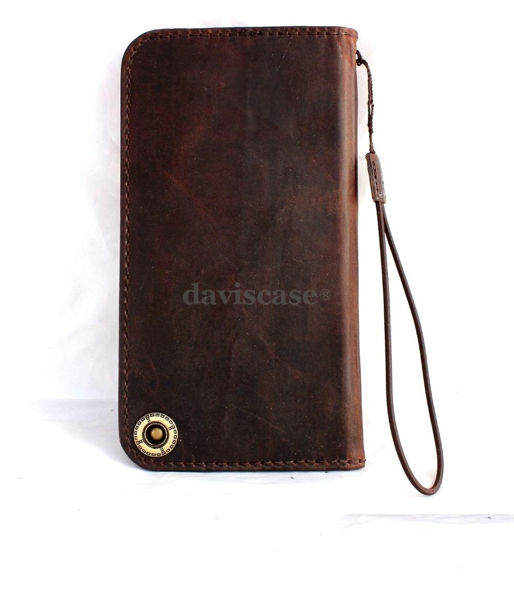 Handmade genuine Italy leather iPhone 6 flip cover with wallet features, ID and credit card slots, magnetic closure, luxury design.