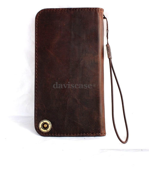 Handmade genuine Italy leather iPhone 6 flip cover with wallet features, ID and credit card slots, magnetic closure, luxury design.