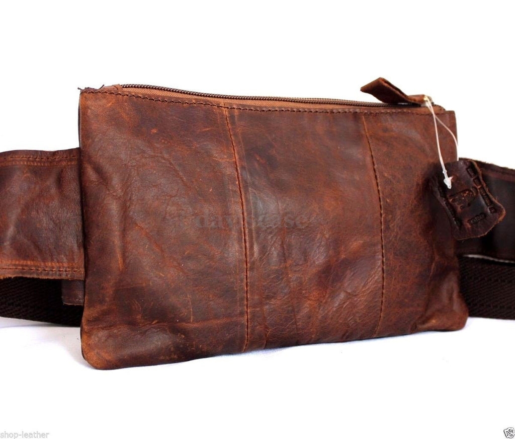 Men's genuine oiled Italian leather wallet bag and waist pouch by DAVISCASE, soft cross-body design with multiple compartments.