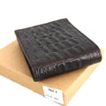 Men's genuine leather money clip wallet with crocodile pattern, slim billfold design by DAVISCASE, featuring card slots and secure clip.