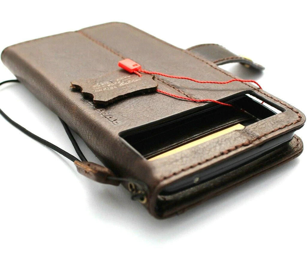 Genuine leather Google Pixel 7 Pro case by DAVISCASE, luxury handmade wallet-style cover with card slots.