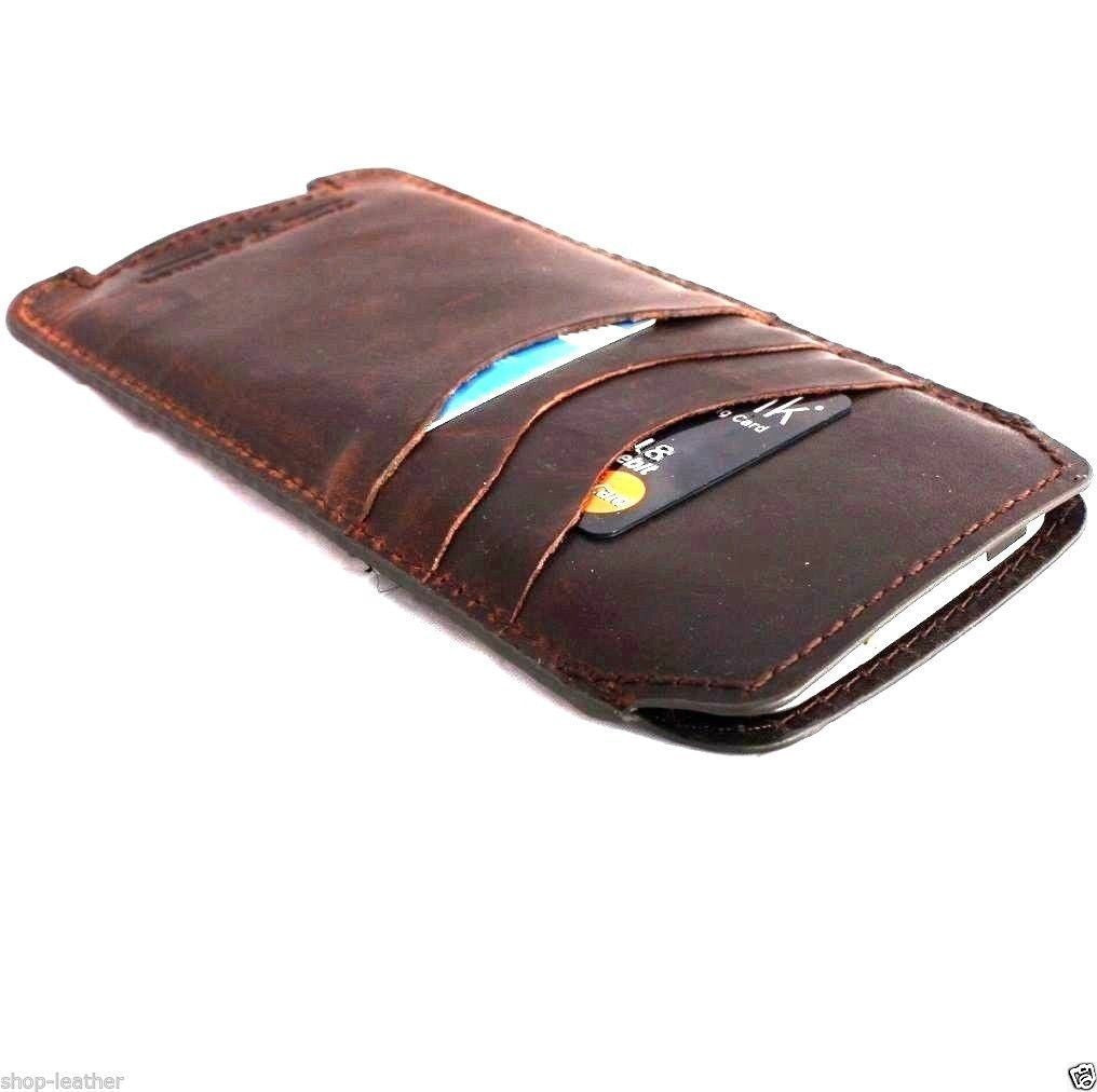 Handmade genuine leather iPhone 8 Plus case with wallet features, credit card slots, slim design, by Davis Case.