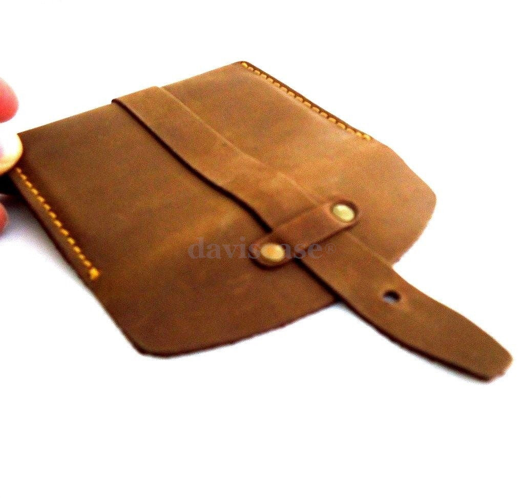 Genuine leather men's mini wallet with card slots and cash pocket, compact design for easy carrying and everyday use.