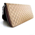 Genuine beige leather women's tote wallet with zipper, coin pocket, and credit card slots from DAVISCASE.