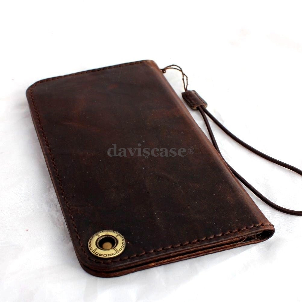 Genuine Italy leather iPhone 6 flip wallet case with card slots and magnetic closure, handcrafted luxury phone cover.