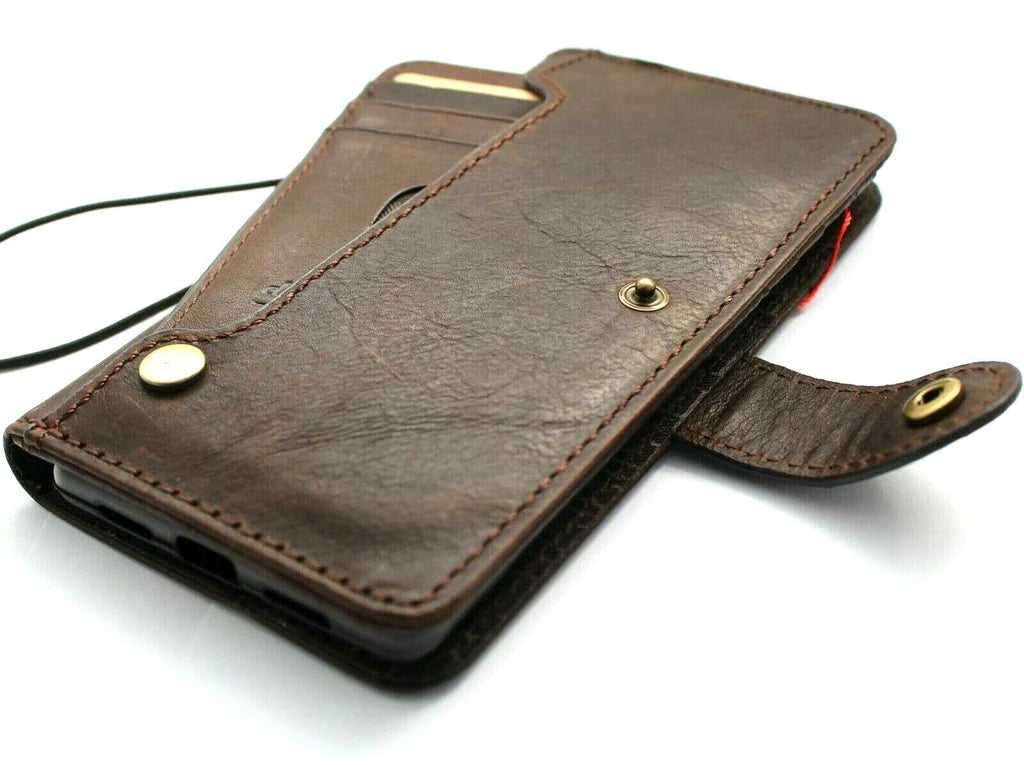 Genuine leather Google Pixel 7 Pro case by DAVISCASE, luxury handmade book wallet with card slots and precise cutouts.