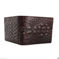 Men's genuine Italian leather money clip wallet with coin pocket, crocodile texture, and space for credit cards.