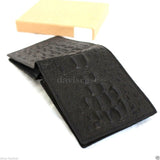 Men Money Clip Genuine Leather wallet Pocket Purse crocodile Card Billfold slim it  black 