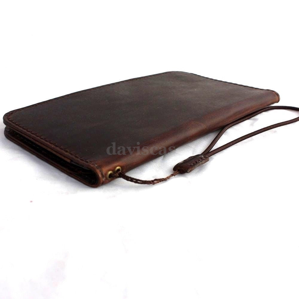 Handmade genuine Italian leather iPhone 6 flip wallet case with ID and credit card slots, featuring magnetic closure and luxury craftsmanship.