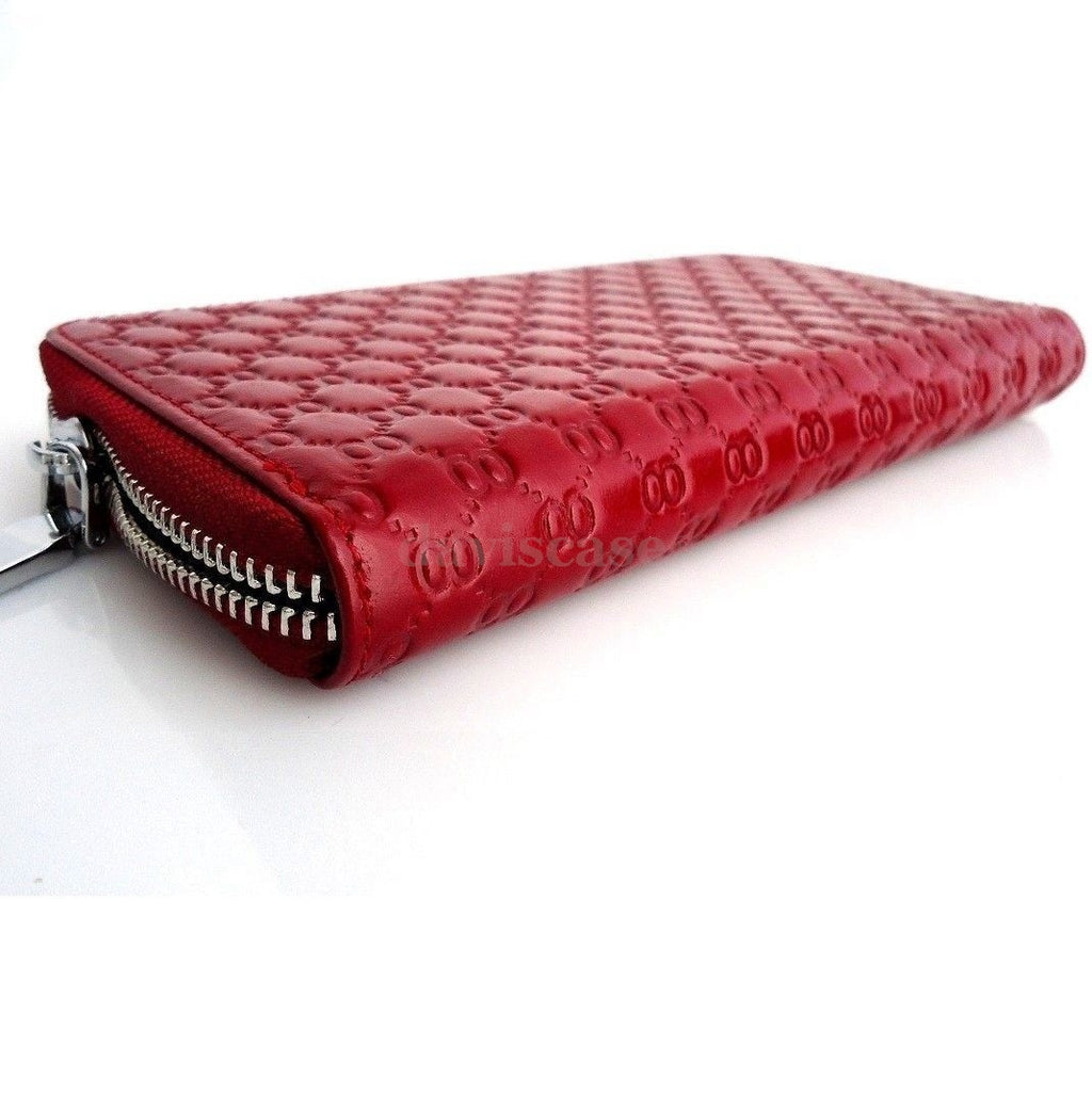 Genuine leather women's wallet and clutch purse with bowknot design, zip closure, bifold style, and card slots.