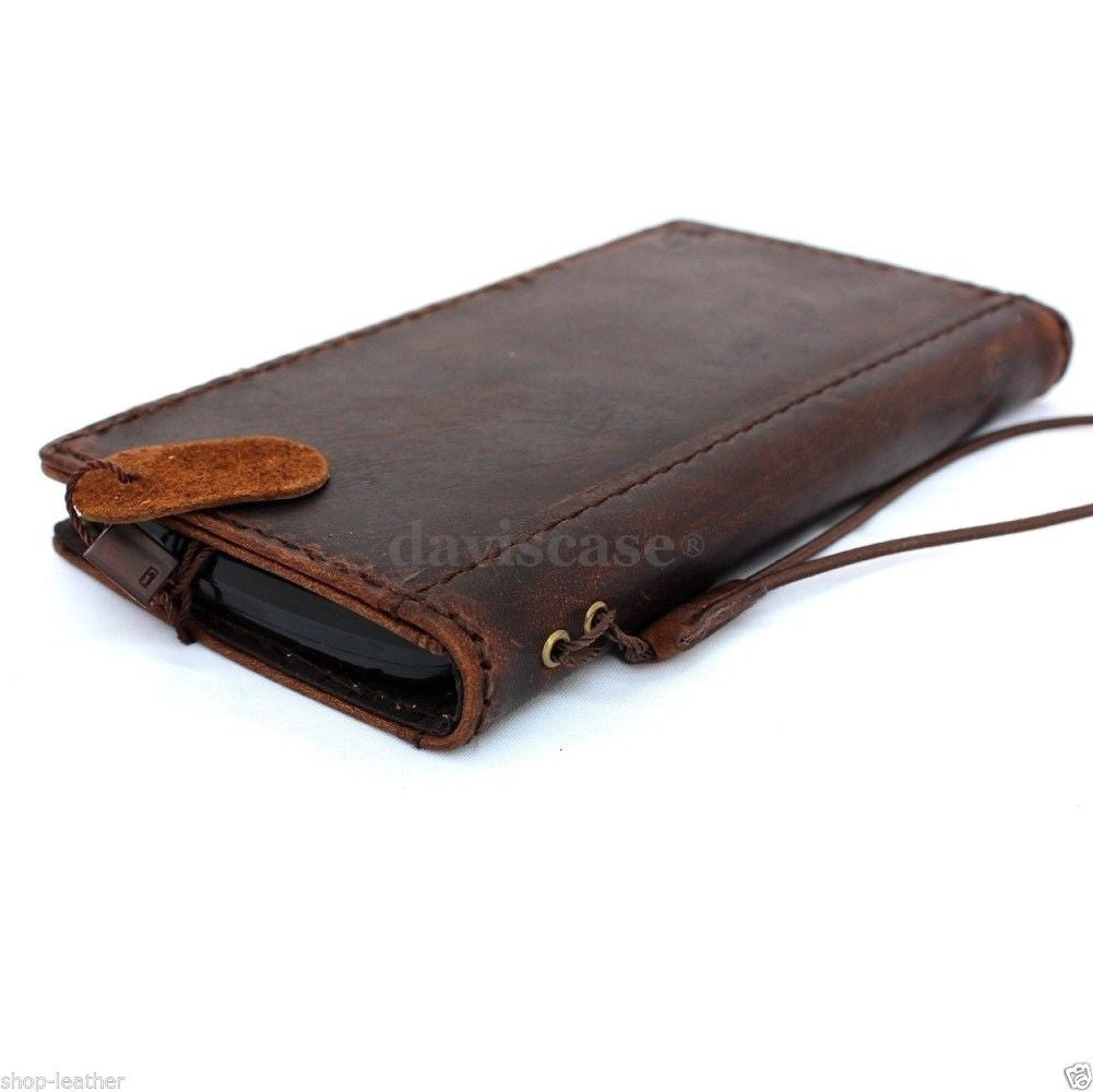 Genuine Italian leather hard phone case for LG G3, handmade brown book wallet cover with slim, luxury design by DavisCase.