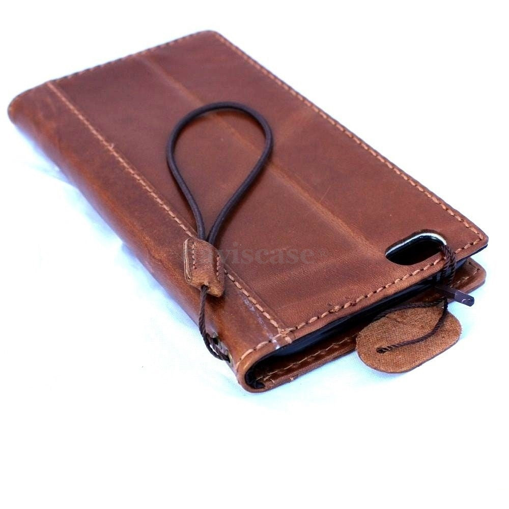Handmade genuine Italy leather iPhone 6 Plus case with flip cover, wallet band, credit card slots, ID window, slim design