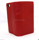genuine real leather case for iphone 5 5scover book wallet stand holder red RETRO