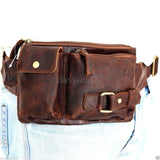 Genuine oiled italian Leather wallet Bag Pocket Waist Pouch Crazy Horse Fanny Crossbody 