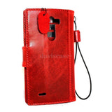 genuine vintage leather hard Case for LG G3 slim book luxury pro wallet handmade MAGNET close red wine
