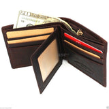 Men Genuine italian Leather wallet Billfold case COIN POCKET CARD id 1 Cash Slots  handcraft free shipping  case
