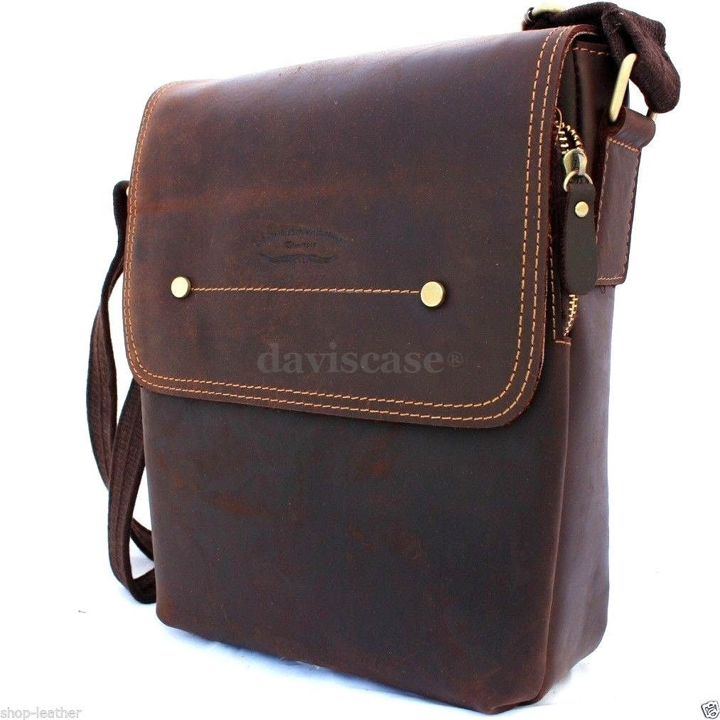  Leather Messenger Bag For Men, Messenger Bag,Genuine Leather  Crossbody Bag Shoulder 9.7 iPad Bag College School Travel Handbag :  Clothing, Shoes & Jewelry