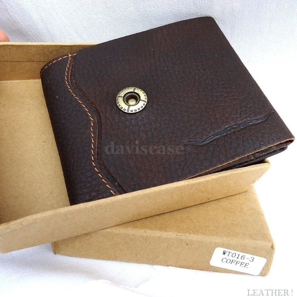 Men's genuine leather wallet with billfold and money clip, handmade men's leather wallet with coin and ID slots.