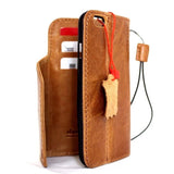Étui de sécurité pour iPhone 6 6s en cuir naturel véritable vintage avec porte-crédit portefeuille