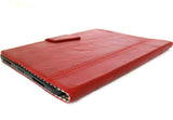 Echte Vintage-Lederhülle für Apple iPad Pro 11 (2020), handgefertigtes Hardcover, Flip-Gummi, Kreditkartenfächer, schlankes rotes DavisCase