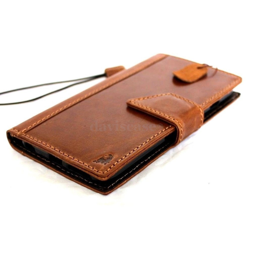 Genuine Italian leather iPhone 6 Plus case with wallet design, card slots, ID window, and magnetic closure, handmade by vendor-unknown