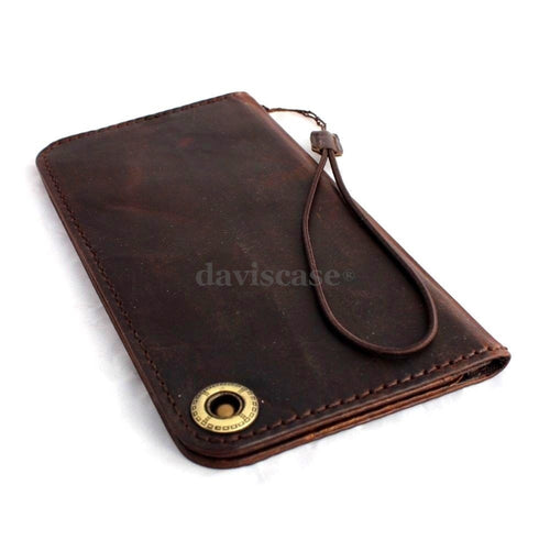 Handmade genuine Italy leather iPhone 6 case with flip wallet design, card slots, and magnetic closure, luxury slim cover.