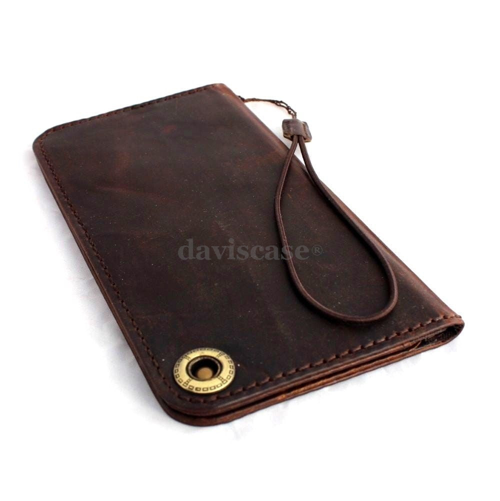 Handmade genuine Italian leather iPhone 6 case with flip wallet design, ID and credit card slots, magnetic closure, luxury style