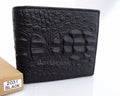 Men's black genuine vintage cow leather wallet with coin pocket, crocodile texture, by DAVISCASE.